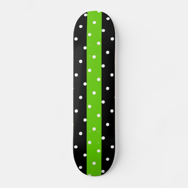 Skateboard Banda De Lime Brillante Y Brillante En Puntos Blan (Anverso)