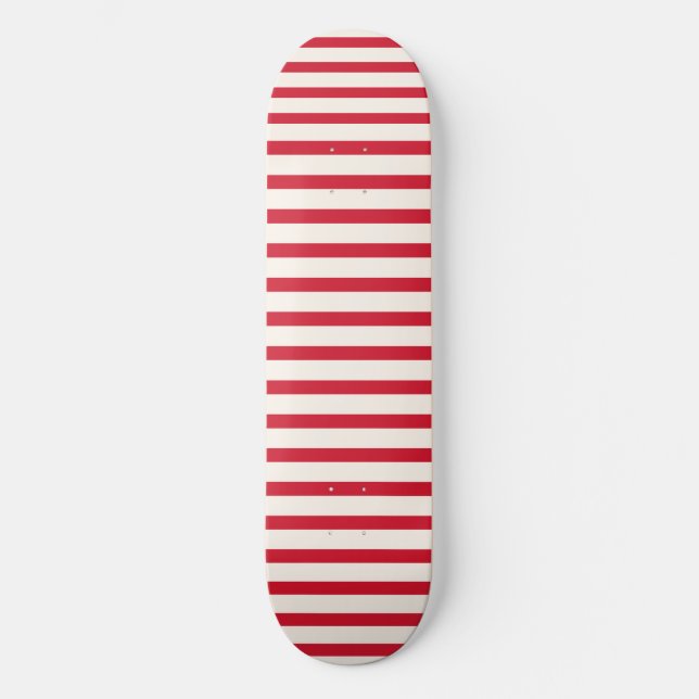 Skateboard Banda de Navidades modernos rayas rojas y blancas (Anverso)