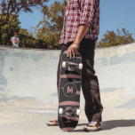 Skateboard Bandas de acuarela rosa negro moderno Monograma<br><div class="desc">Moderno Patinaje Monograma con bandas de color rosa negro rosado. Añadir su monograma.</div>