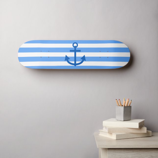 Skateboard Bandas de anclaje Azul y Blanco (Arte de pared (horz))
