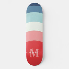 Skateboard Bandas de la curva del arcoiris rosa azul Monogram
