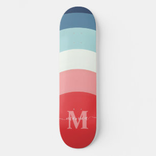 Skateboard Bandas de la curva del arcoiris rosa azul Monogram