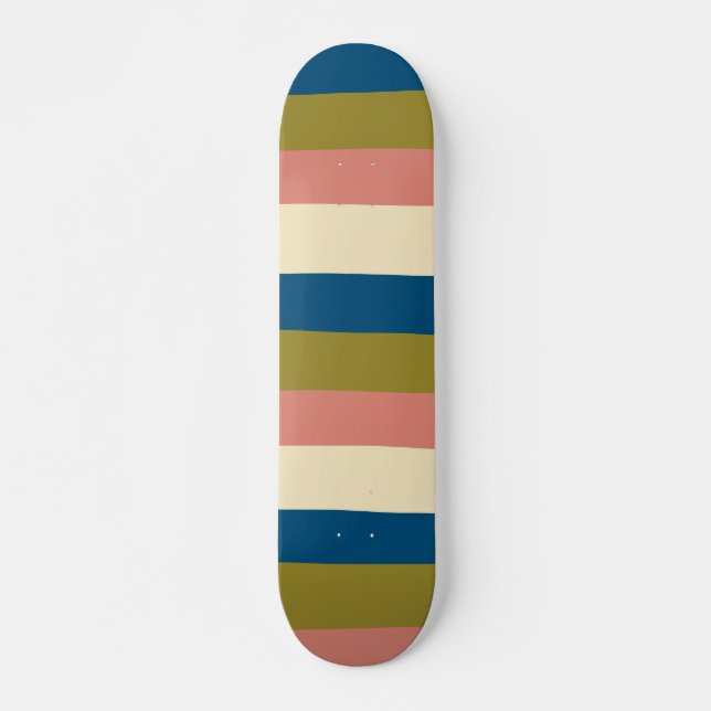 Skateboard Bandas desiguales: azul, verde oliva, rosa y crema (Anverso )