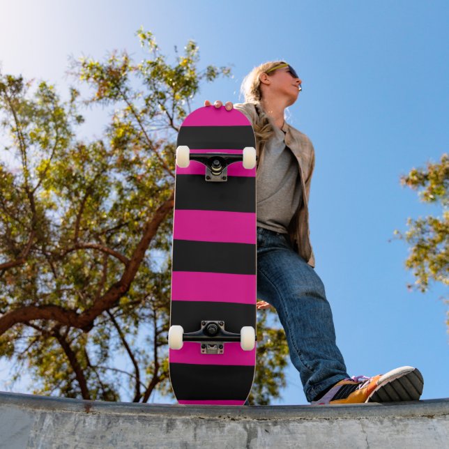 Skateboard Bandas desiguales - Magenta y negro (Exterior 1)