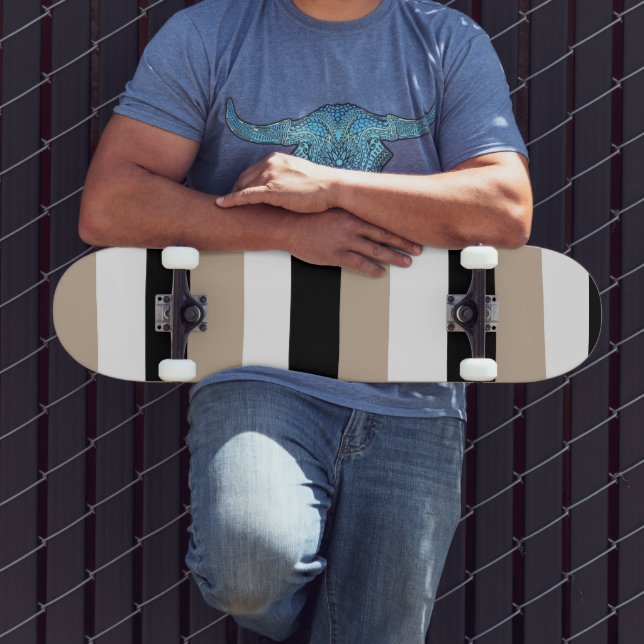 Skateboard Bandas desiguales - Taupe, negro y blanco (Exterior 3)