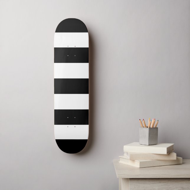 Skateboard Bandas en blanco y negro, patrón a rayas, líneas (Arte de la pared)