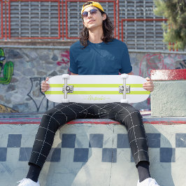 Skateboard Bandas modernas de Carreras blanca verde limón mon