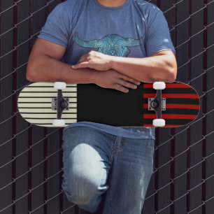 Skateboard Bandas pop de color - Rojo y crema