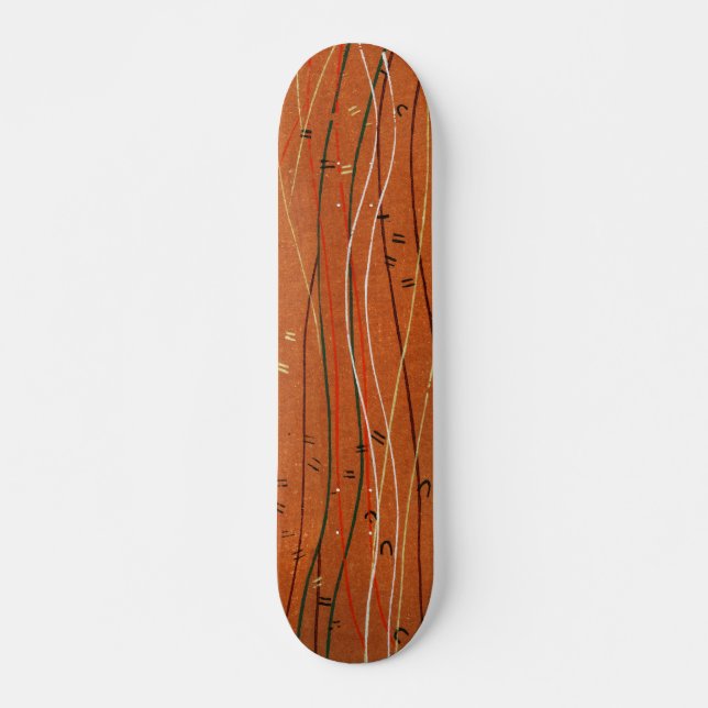 Skateboard Bandas rojas onduladas: arte abstracto japonés mod (Anverso )