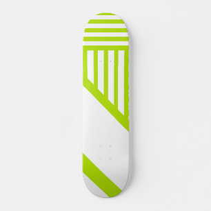Skateboard Bandas triangulares en blanco y verde limón