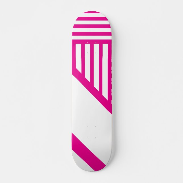 Skateboard Bandas triangulares en magenta y blanco (Anverso )
