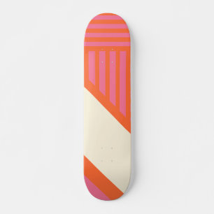 Skateboard Bandas triangulares en rosa, Naranja y crema