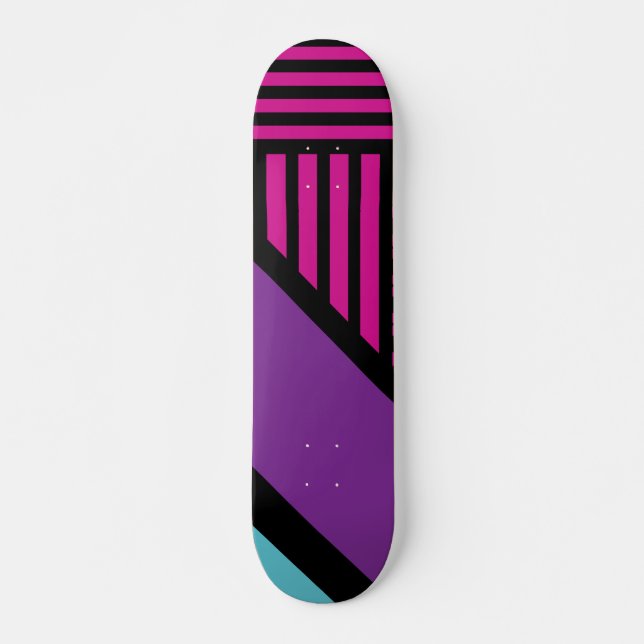 Skateboard Bandas triangulares: rosa, púrpura, azul y negro (Anverso )