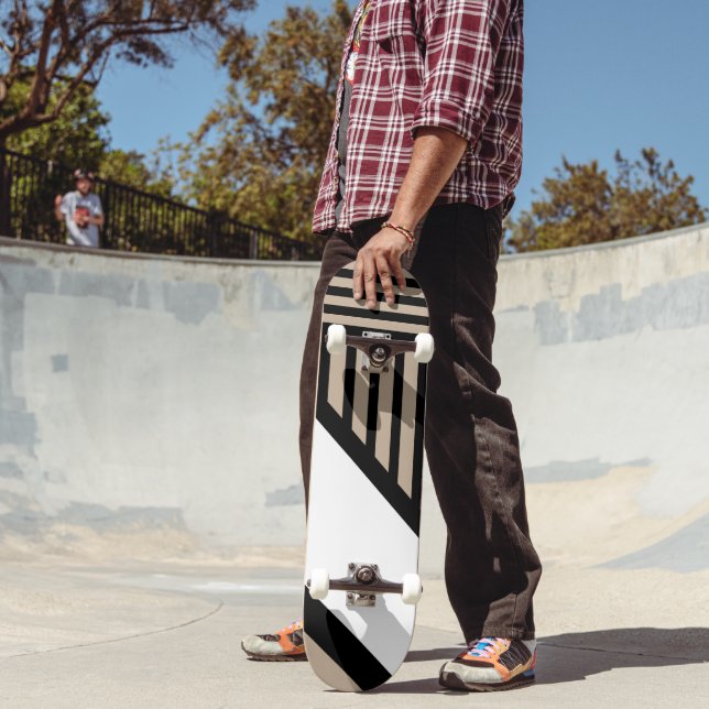 Skateboard Bandas triangulares - Taupe, negro y blanco (Exterior 2)