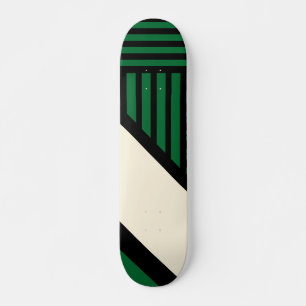 Skateboard Bandas triangulares: verde, crema y negro