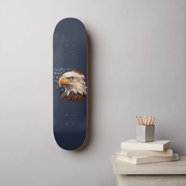 Skateboard Bandera americana águila calva (Arte de la pared)