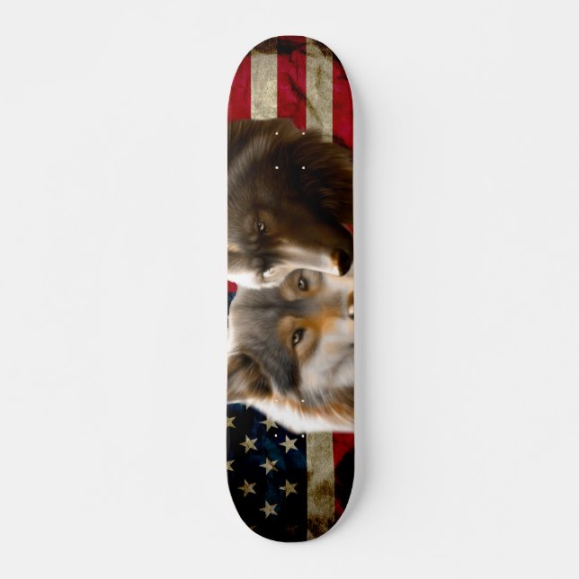 Skateboard Bandera americana de los lobos (Anverso )