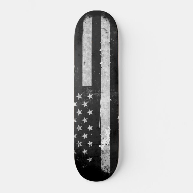 Skateboard Bandera americana del Grunge blanco y negro (Anverso)