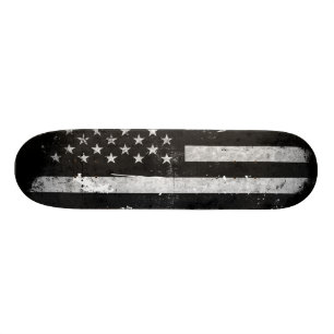 Skateboard Bandera americana del Grunge blanco y negro