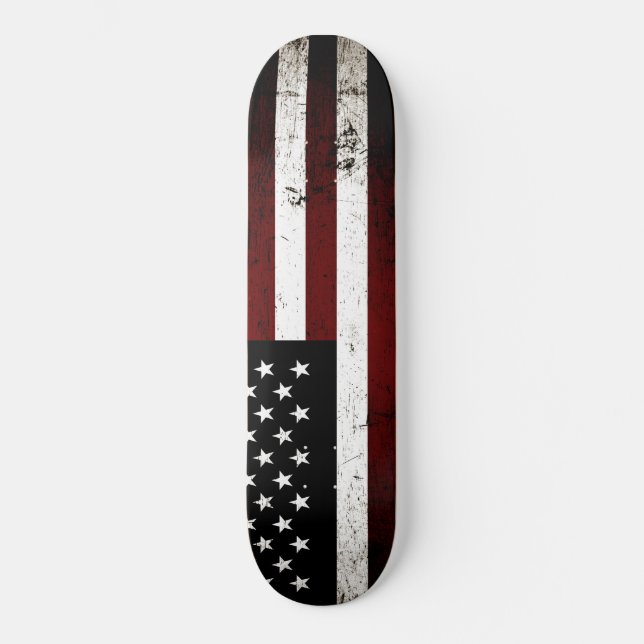 Skateboard Bandera americana del Grunge negro (Anverso)