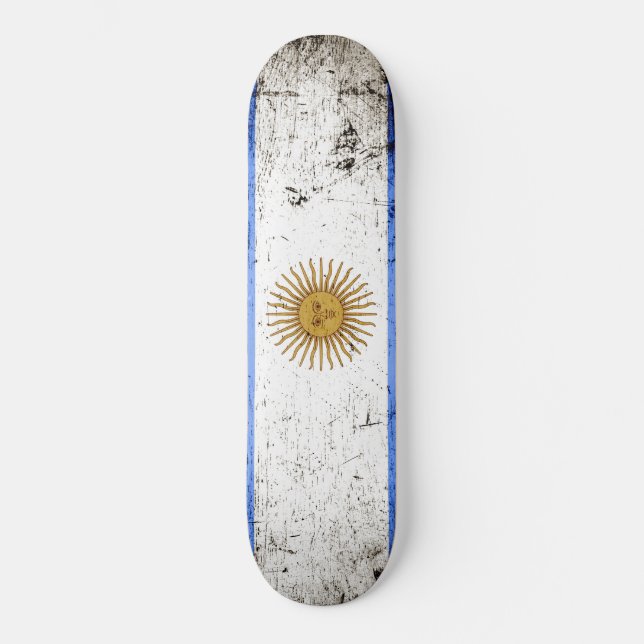 Skateboard Bandera argentina negra grunge (Anverso)