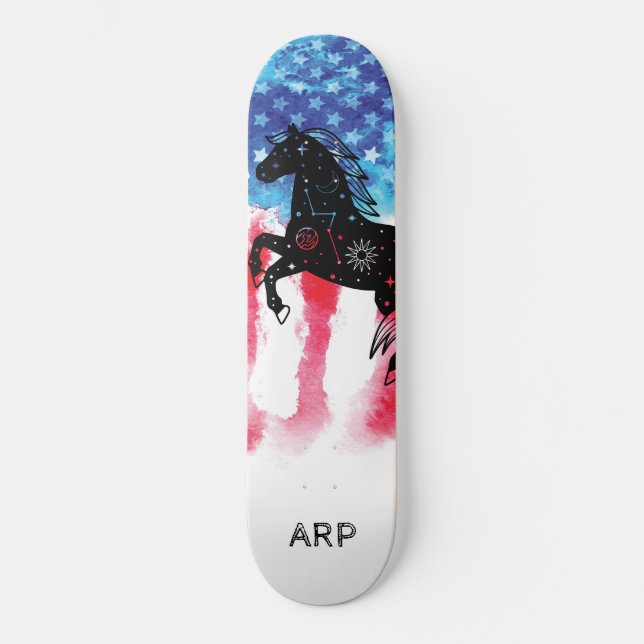 Skateboard *~* Bandera azul blanca roja de CABALLO COSMIC (Anverso)