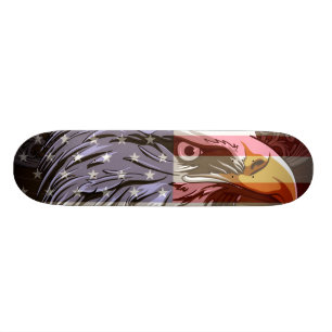 Skateboard Bandera de águila calva/norteamericana PixDezines
