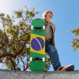 Skateboard Bandera de Brasil Estilizada