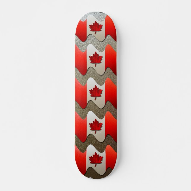 Skateboard Bandera de Canadá cromada por Shirley Taylor (Anverso )