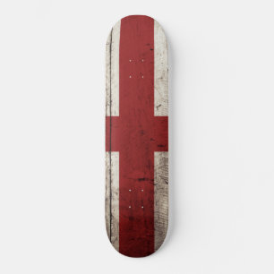 Skateboard Bandera de Inglaterra en grano de madera viejo