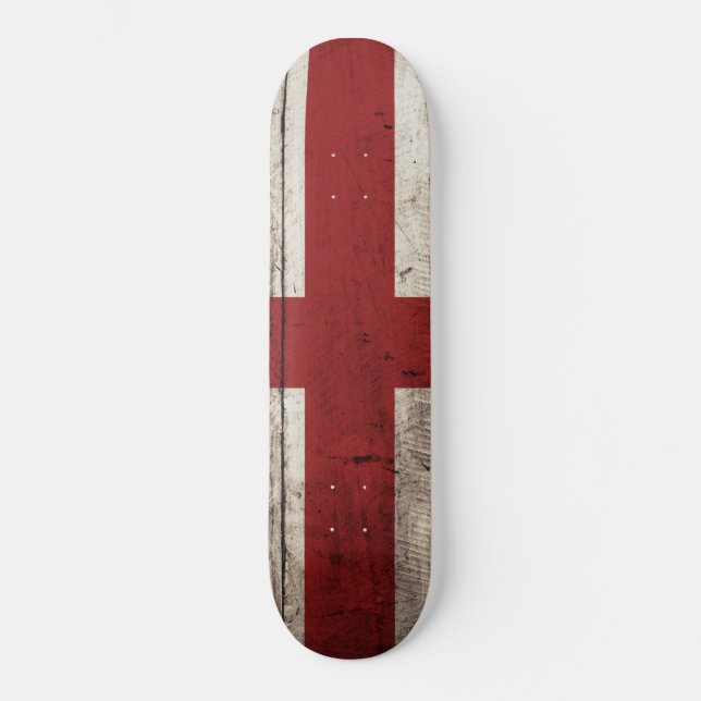 Skateboard Bandera de Inglaterra sobre el grano de madera vie (Anverso)