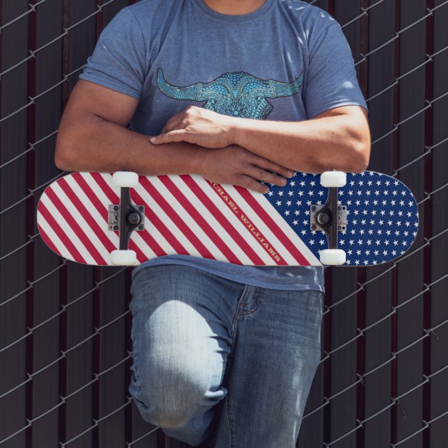 Skateboard Bandera de las franjas de las estrellas blancas de (Exterior 3)