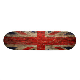 Skateboard Bandera de madera de Union Jack del vintage