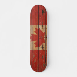 Skateboard Bandera de madera rústica de Canadá