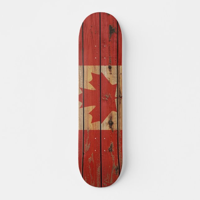 Skateboard Bandera de madera rústica de Canadá (Anverso )