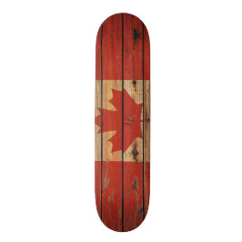 Skateboard Bandera de madera rústica de Canadá
