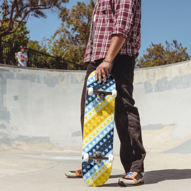 Skateboard Bandera de orgullo Boho Groovy Geométrico Abstract (Exterior 2)