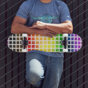 Skateboard Bandera de Orgullo Gay Lluvia de Colores Plaid Boh