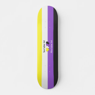 Skateboard Bandera de orgullo no binaria con corazones