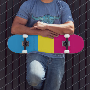 Skateboard bandera de orgullo pansexual SlipperyJoe rosa ámba