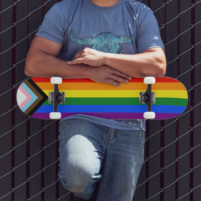 Skateboard Bandera de orgullo progresista de SlipperyJoe's se (Exterior 3)