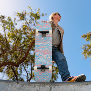 Skateboard Bandera de Orgullo Trans Trippy Boho Groovy Rayas