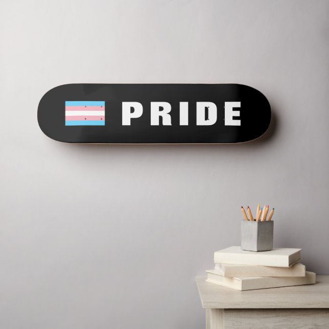 Skateboard Bandera de orgullo transgénero arcoíris de texto p (Arte de pared (horz))
