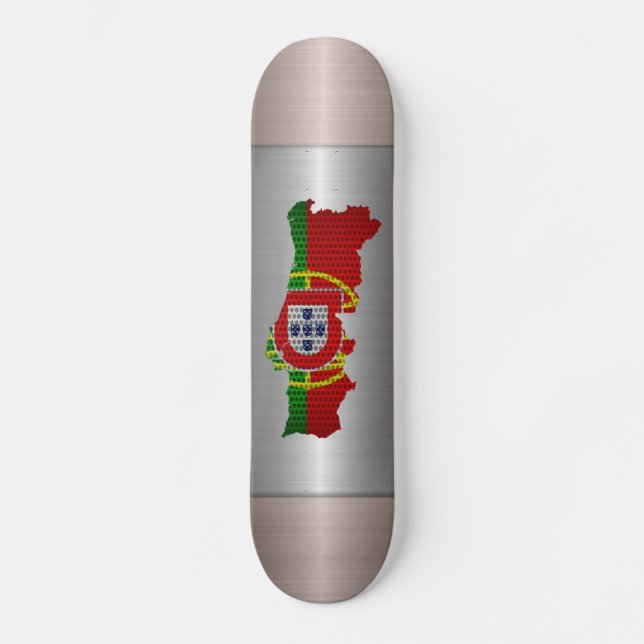 Skateboard Bandera de Portugal y agujero metalizado de acero (Anverso)