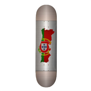 Skateboard Bandera de Portugal y agujero metalizado de acero