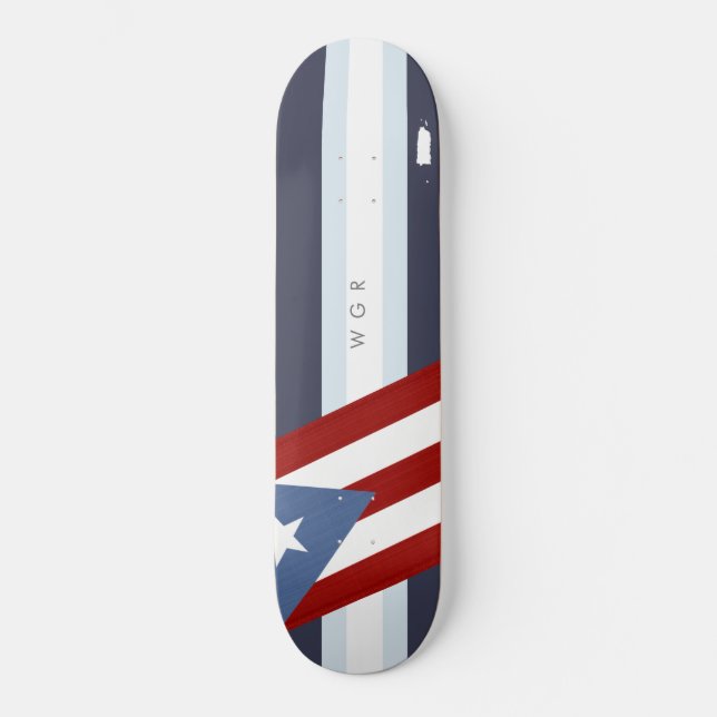 Skateboard Bandera de Puerto Rico personalizada (Anverso)
