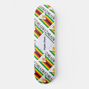 Skateboard Bandera de Zimbabwe personalizada en mosaico