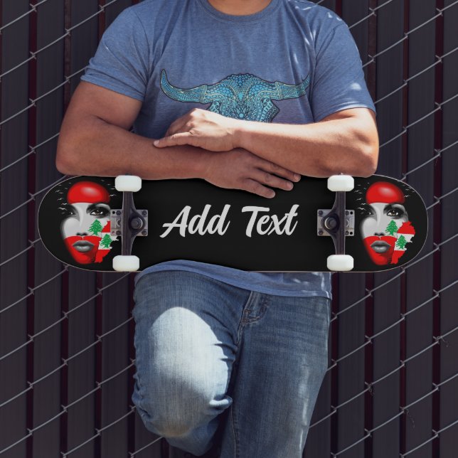 Skateboard Bandera del Líbano y mapa de la cara de los chicas (Exterior 3)