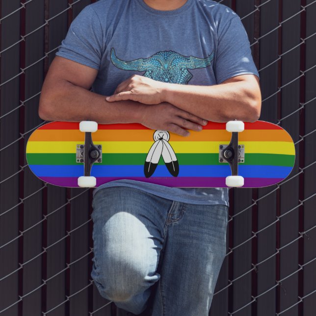 Skateboard bandera del orgullo de dos espíritus de SlipperyJo (Exterior 3)