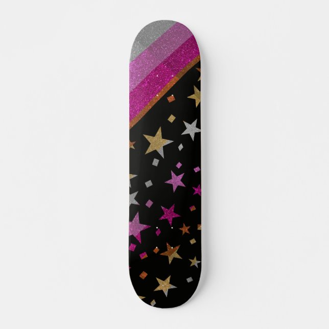 Skateboard Bandera del Orgullo Gay Starry Sparkly Lesbian Pur (Anverso )